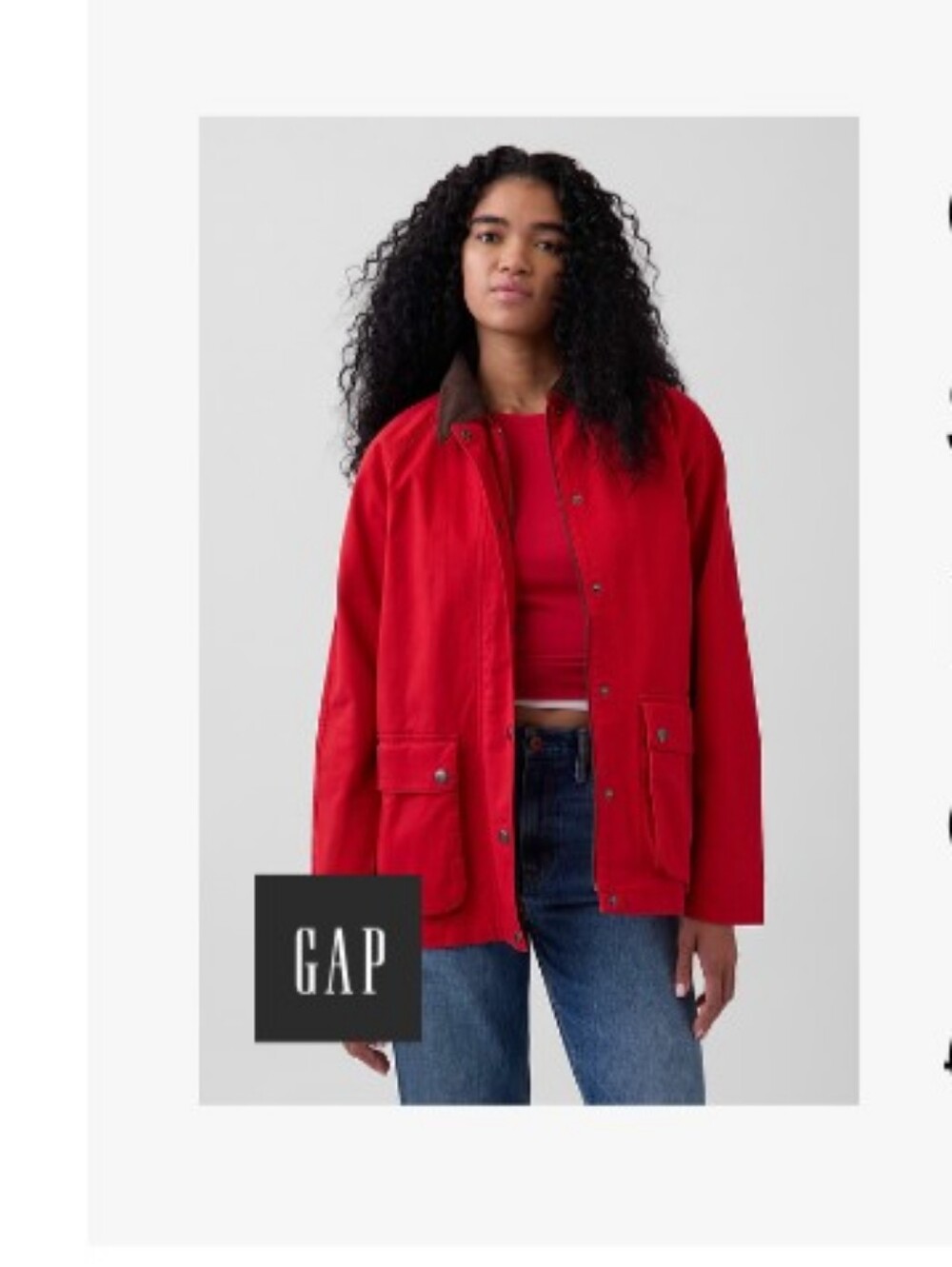 GAP Women's Red Utility Field Jacket with Contrast Collar
